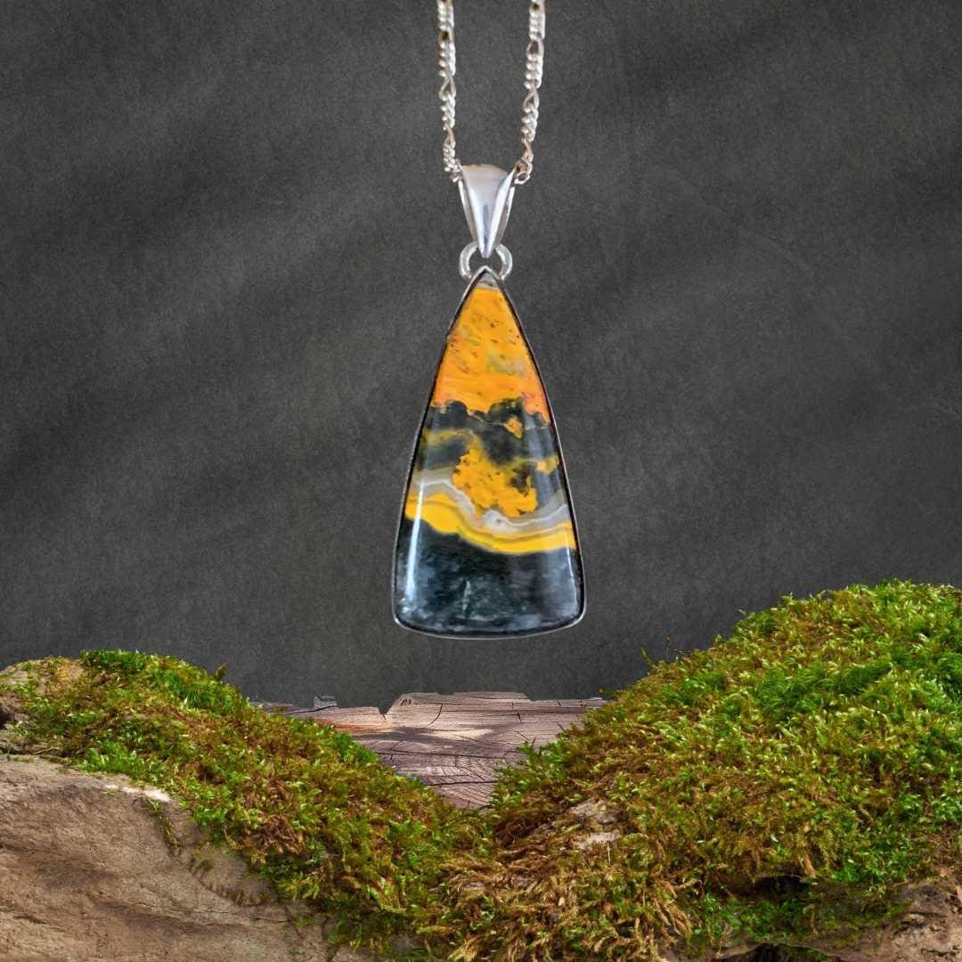 an image of a Triangle Bumblebee Jasper and Sterling Silver Pendant