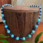 an image of a Lapis Lazuli and Amazonite Beaded Choker Necklace