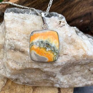 an image of a Square Bumblebee Jasper and Sterling Silver Pendant