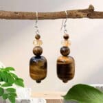 an image of a Barrel Tiger's Eye and Citrine Beaded Earrings