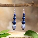 an image of a pair of Hematite Buddha and Lapis Lazuli Earrings
