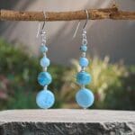 an image of a pair of Larimar Mixed Beaded Dangle Earrings