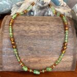 an image of a Peridot and Amber Beaded Necklace