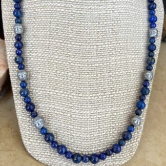 an image of a Hematite Buddhas with Lapis Lazuli Necklace