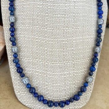 an image of a Hematite Buddhas with Lapis Lazuli Necklace