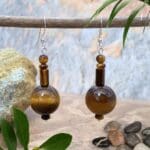 an image of a pair of Mixed Beaded Tiger's Eye Dangle Earrings
