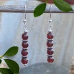 an image of a pair of Stacked Round Garnet Beads with Sterling Silver Earrings