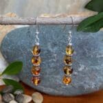 an image of a pair of Round Amber and Sterling Silver Beaded Earrings
