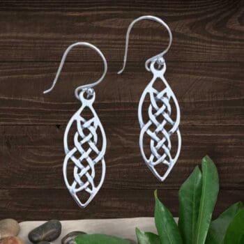 an image of a pair of Vertical Celtic Knot Sterling Silver Earrings