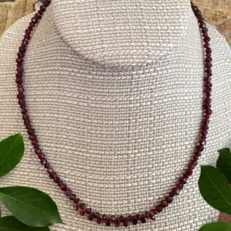 an image of a Dainty Teardrop Garnet Beaded Choker Necklace
