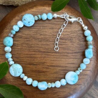 an image of a Beaded Larimar and Sterling Silver Bracelet
