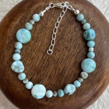 an image of a mixed Beaded Larimar and Sterling Silver Bracelet