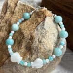 An image of a Mother of Pearl Seashell and Amazonite Bracelet