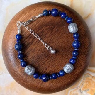 an image of a Hematite Buddhas with Lapis Lazuli Bracelet