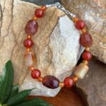 an image of a Mixed Beaded Carnelian and Sterling Silver Clasp Bracelet