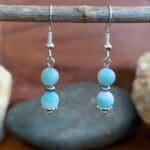 Double Amazonite and Sterling Lotus Cap Earrings. The Lotus Cap bead is on the under side of the bottom bead.