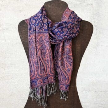 an image of a Indigo and Peach Paisley Scarf