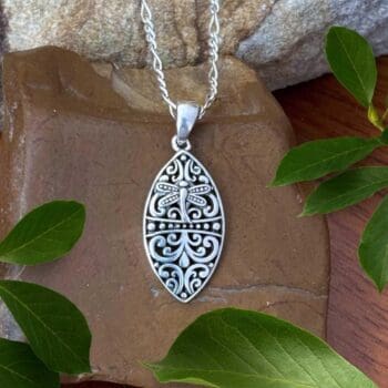 an image of a Marquise Sterling Silver Dragonfly Pendant