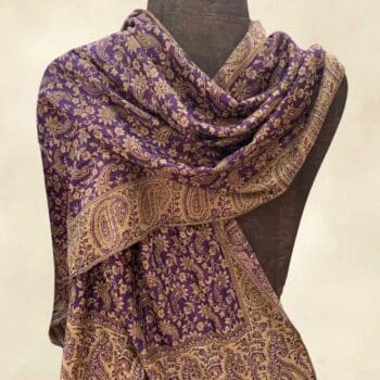 an image of a Purple and Gold Paisley Scarf that can also be worn as a shawl