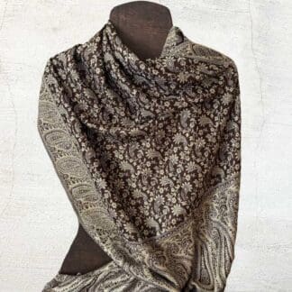 an image of a Chocolate Brown and Cream Paisley Scarf