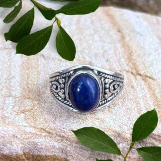 an image of an Oval Lapis Lazuli and Oxidized Sterling Silver Ring