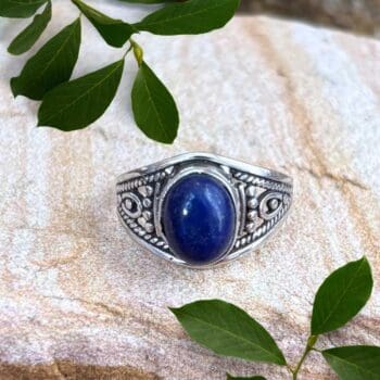 an image of an Oval Lapis Lazuli and Oxidized Sterling Silver Ring