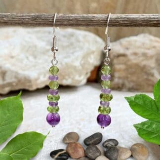 an image of a pair of Amethyst and Peridot Beaded Earrings