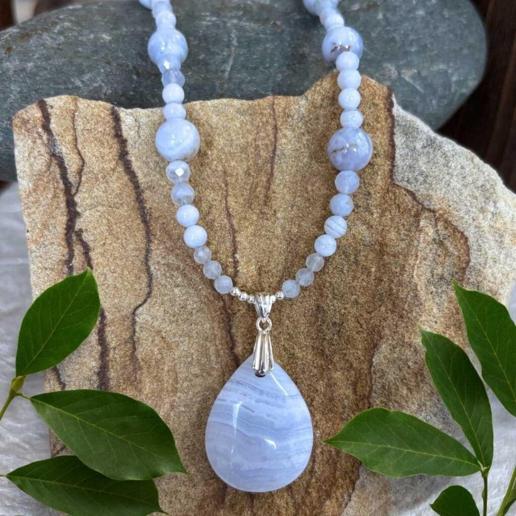 an image of a Blue Lace Agate Necklace and Pendant