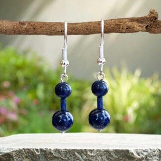 an image of a pair of Round and Tube Lapis Lazuli Earrings