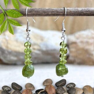 an image of a pair of Stacked Beaded Peridot and Sterling Silver Earrings