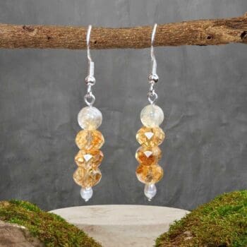 an image of a pair of Stacked Citrine and Pearl Dangle Earrings