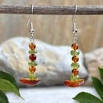 an image of a pair of Amber and Peridot Beaded Earrings