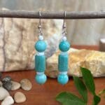 an image of a pair of Amazonite and Mother of Pearl Beaded Earrings