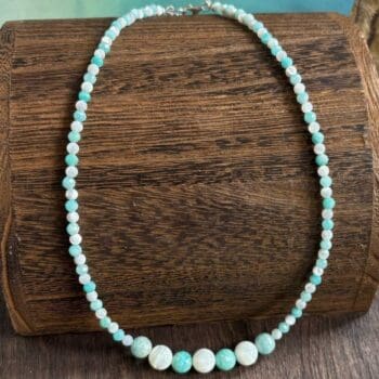 an image of a Amazonite and Mother of Pearl Beaded Choker Necklace