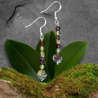 Dragon Blood Jasper with Peridot and Garnet Earrings