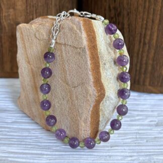 Amethyst and Peridot Beaded Bracelet