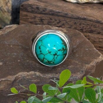 an image of a Round Bold Matte Turquoise and Sterling Silver Ring