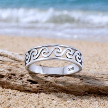 an image of a Sterling Silver Open Waves Band Ring